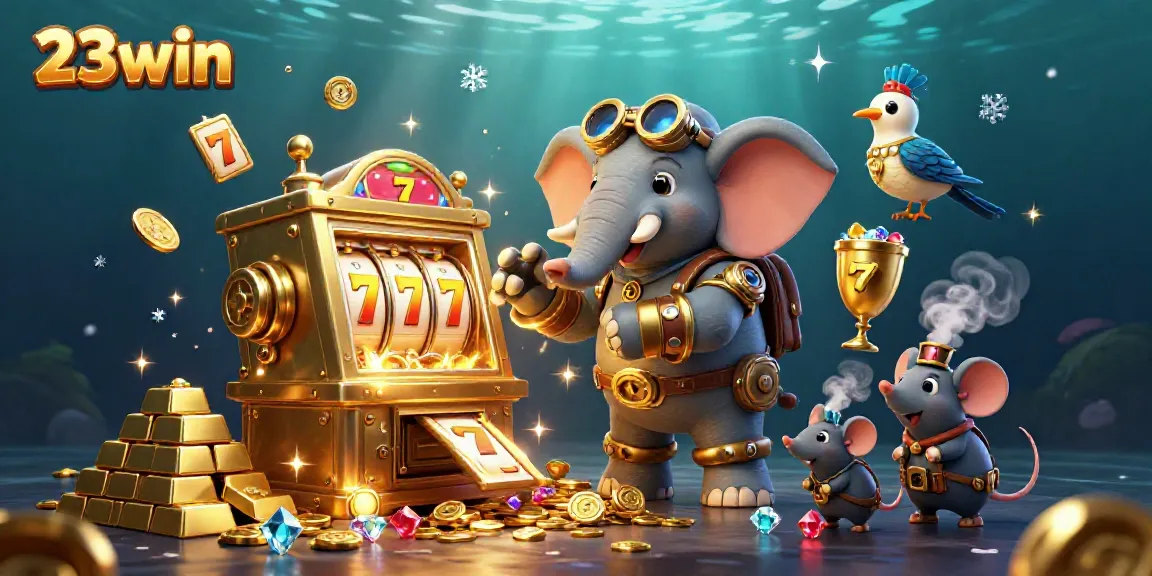 Win big at 23win with an engaging steampunk casino scene filled with treasures.