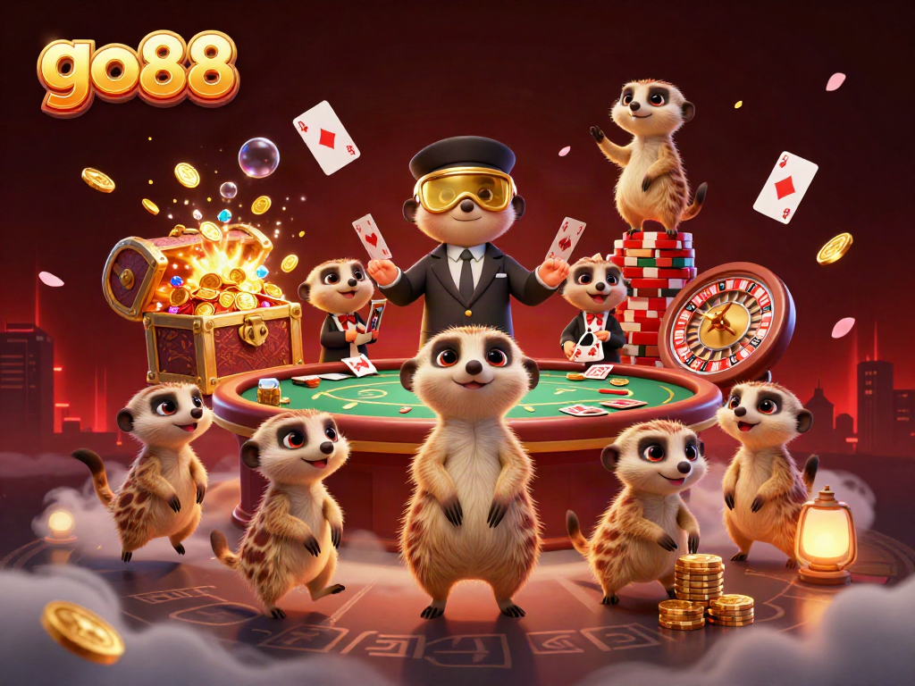 Engage in thrilling gameplay with go88, where meerkats run a vibrant casino filled with gold coins and games.