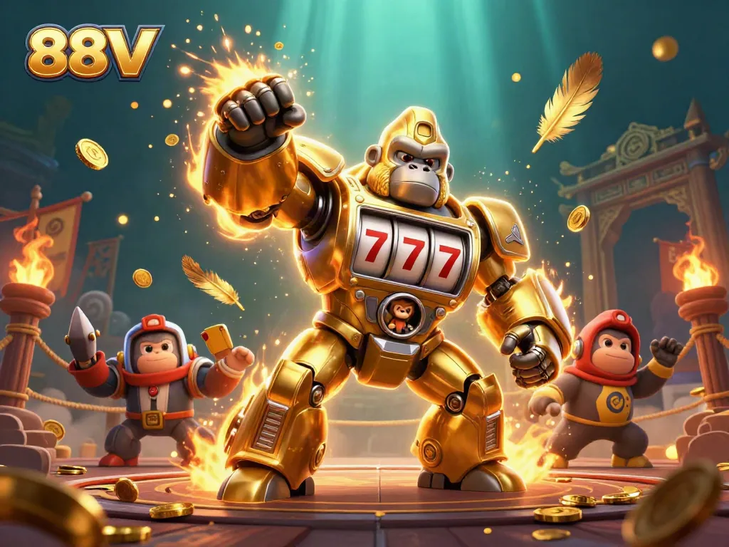 Experience thrilling gaming with 88VV's vibrant casino atmosphere featuring dynamic characters and action.