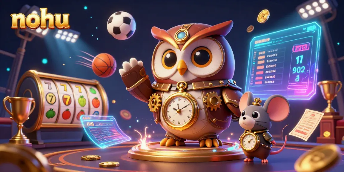 Engage in winning strategies at the nohu casino depicted through vibrant steampunk characters and dynamic game elements.