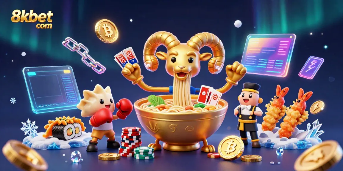 Engage with 8xbet com's exciting casino atmosphere featuring fun cartoon characters and vibrant crypto elements.