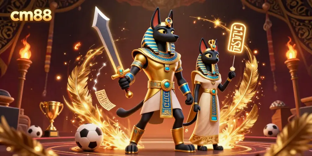 Experience thrilling sports betting at cm88 with Anubis and Bastet in a dynamic gambling scene.